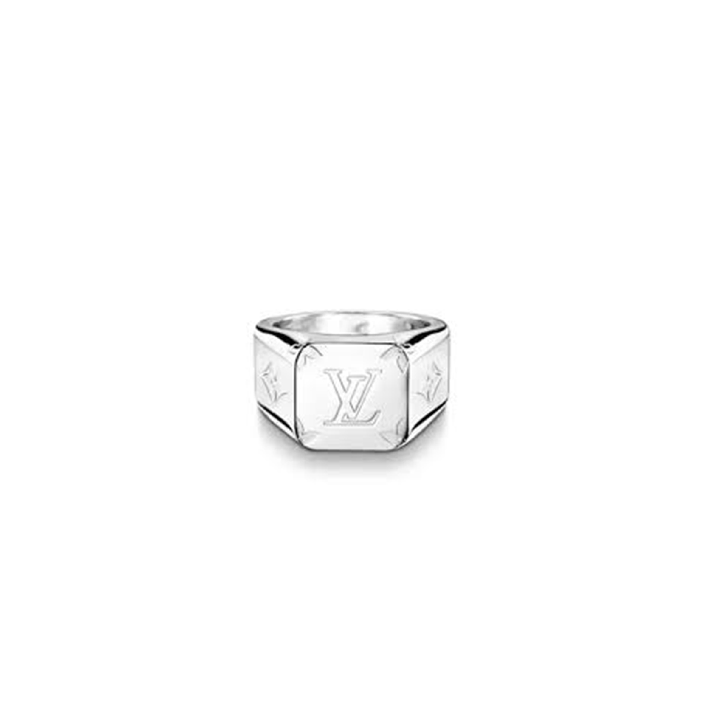 LOUIS VUITTON RING SIGNET LV SILVER METAL M62488